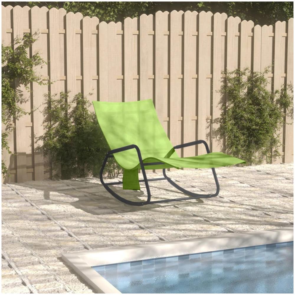 Lettino Prendisole in Acciaio e Textilene Verde - Foto 1