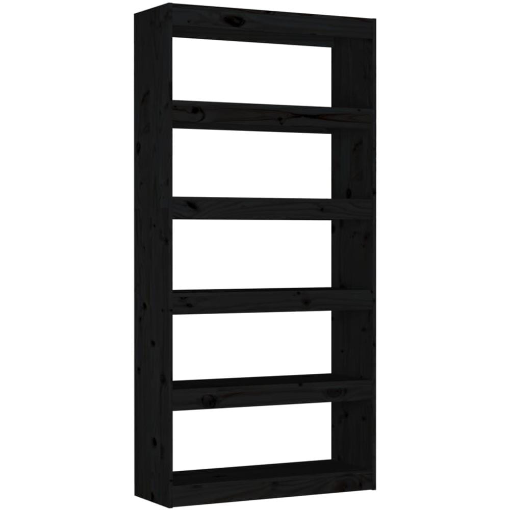 Libreria / divisorio Nero 80x30x167,4 Cm Legno Massello Di Pino - Foto 2
