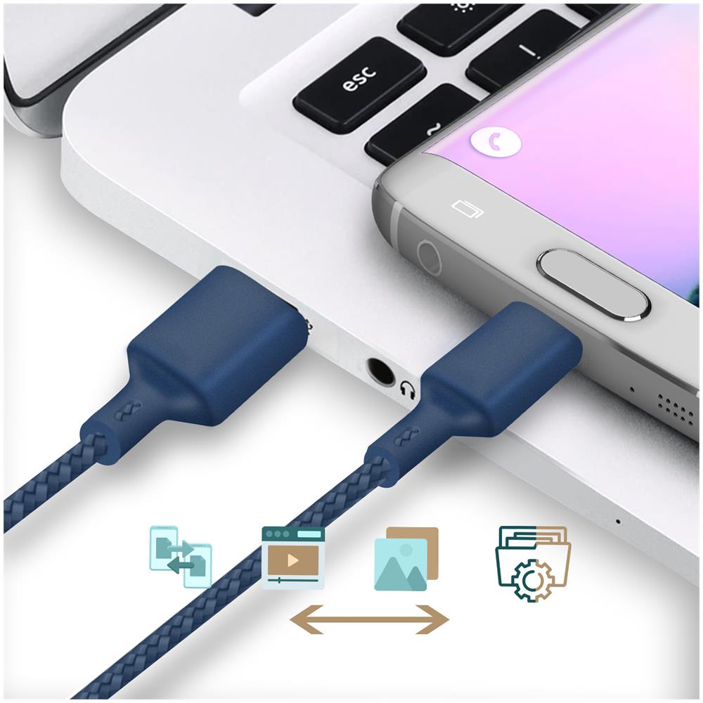 Cavo Riciclabile Da Usb A Micro-usb 2m Potenza 2,1a - Royal Blue - Foto 2