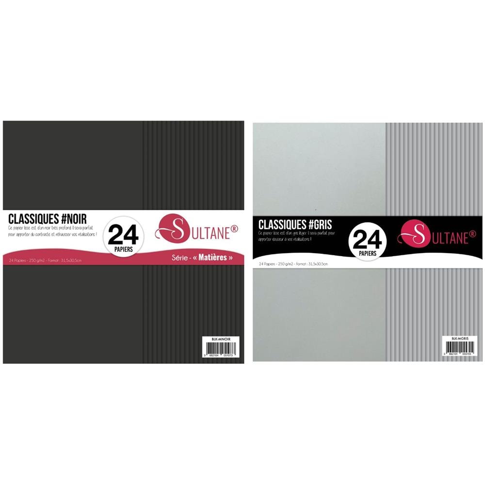 48 Carte Scrapbooking Grigio + Nero - 300 G / m2 - Foto 1
