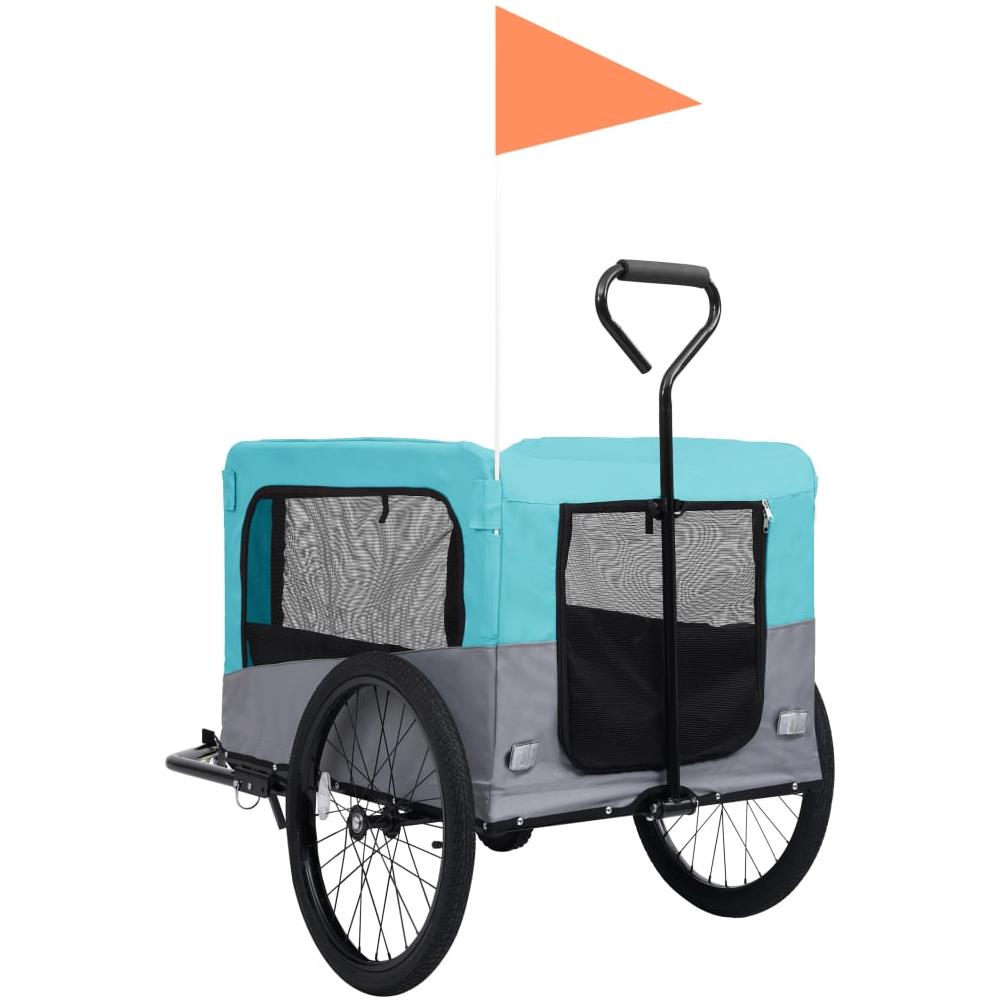 Rimorchio Bici Per Animali Carrello Jogging Blu E Grigio - Foto 2