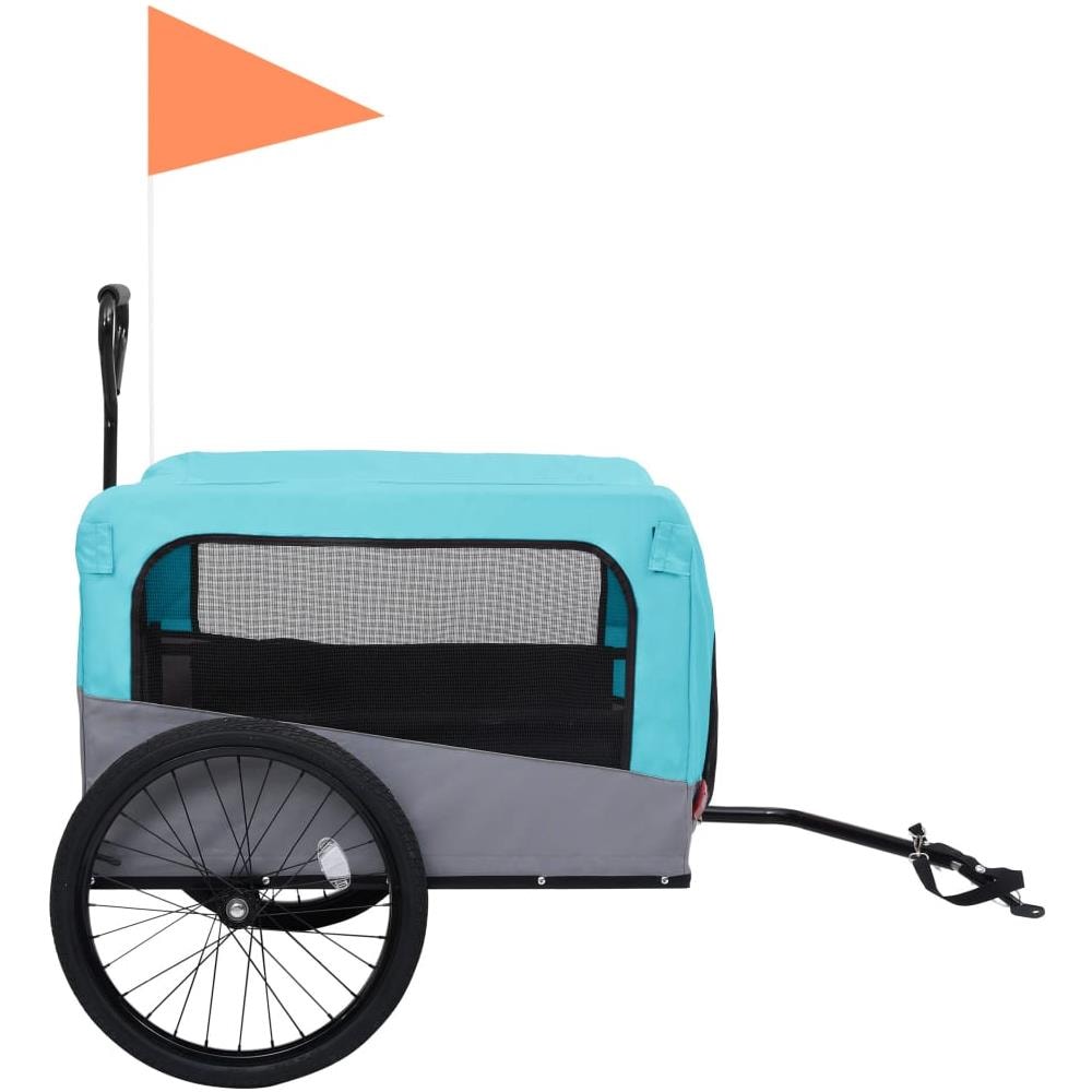 Rimorchio Bici Per Animali Carrello Jogging Blu E Grigio - Foto 3