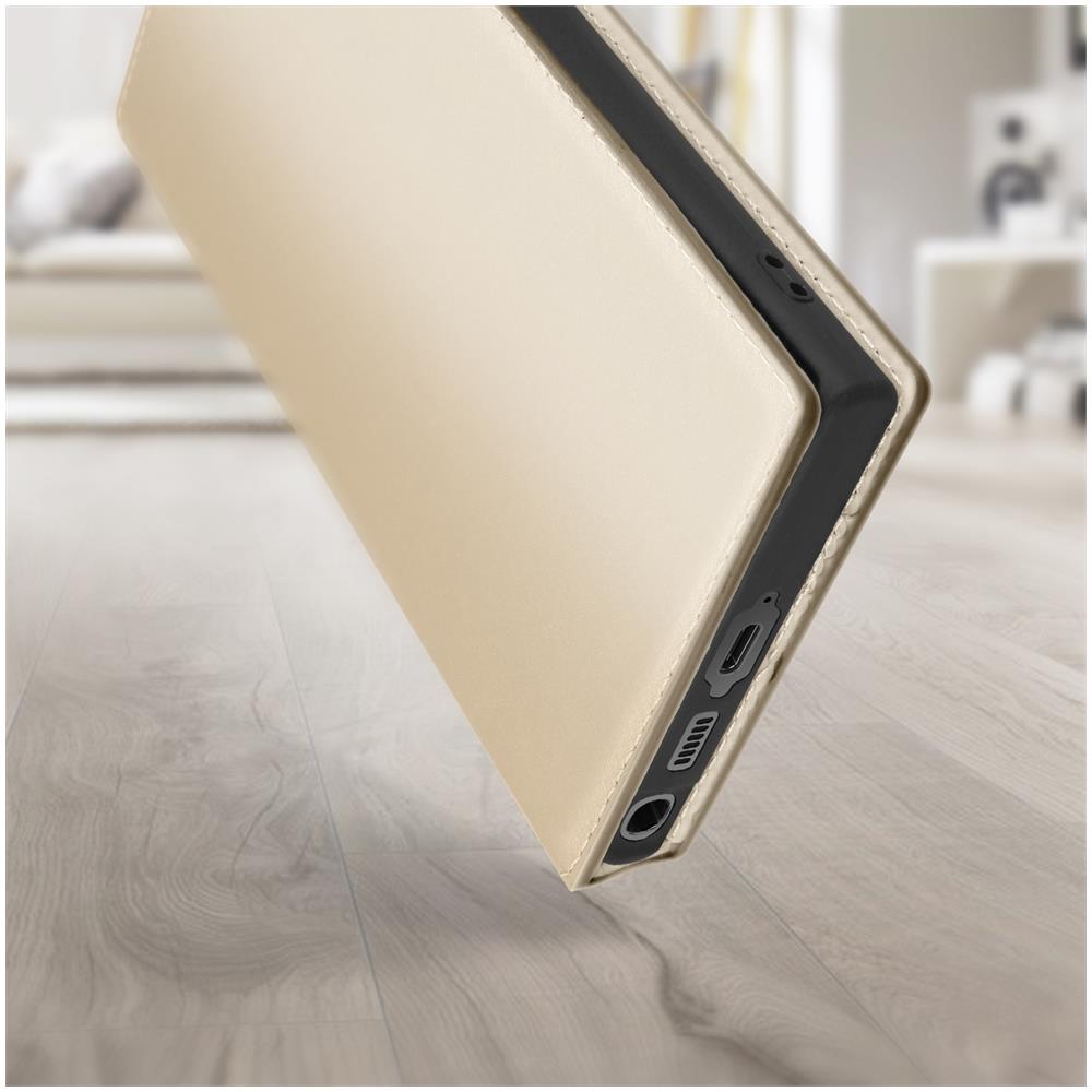 Custodia Samsung Galaxy S23 Ultra Portafoglio Funzione Supporto Video Oro - Foto 2