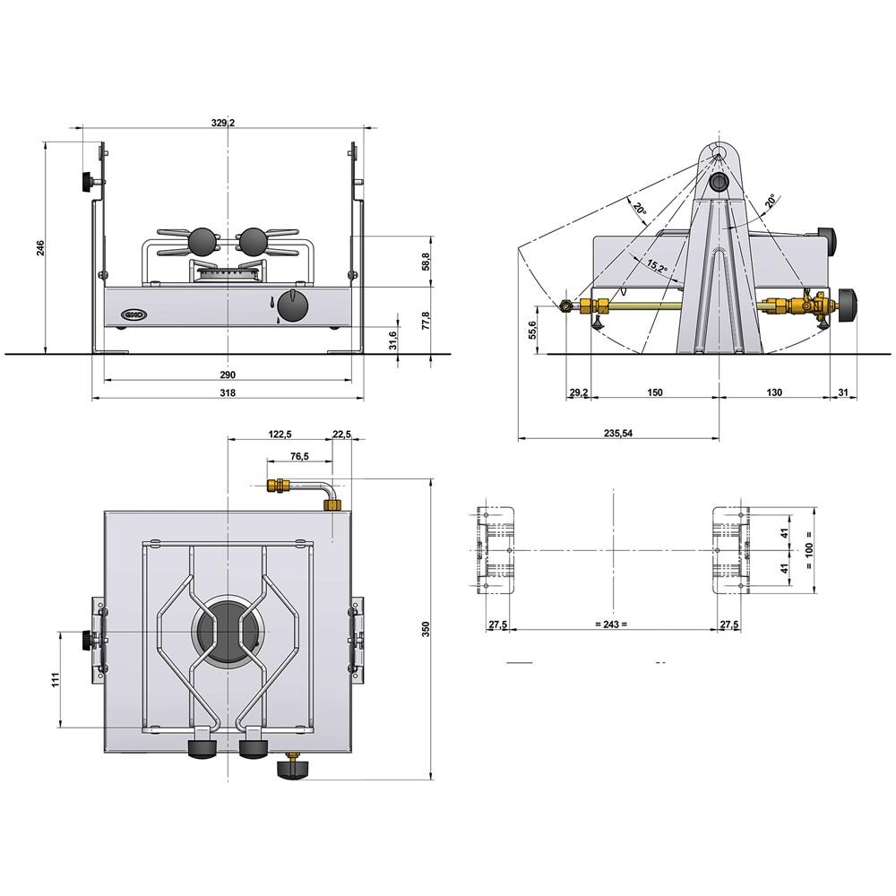 Piano Cottura In Acciao Inox Lucidato A Specchio, A Gas Butano /propano, Con Parafiamma Laterale, Termocoppia Di Sicurezza E Fermapentole.omologato Ce /aga /uscg. Ugello Di Collegamento Cucina / Impianto Agas Da Acquistare A Parte. - Foto 2