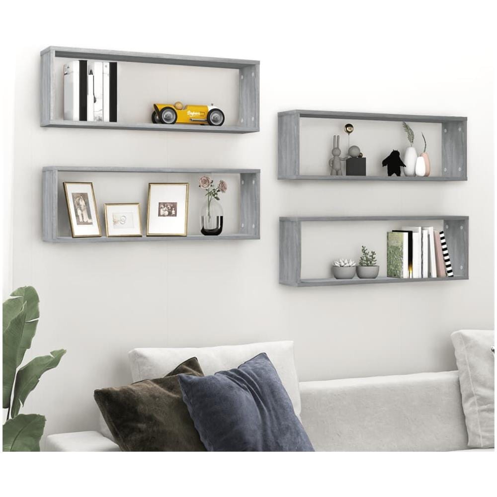 Mensole Cubo Muro 4 Grigio Sonoma 80x15x26,5 Legno Multistrato - Foto 1