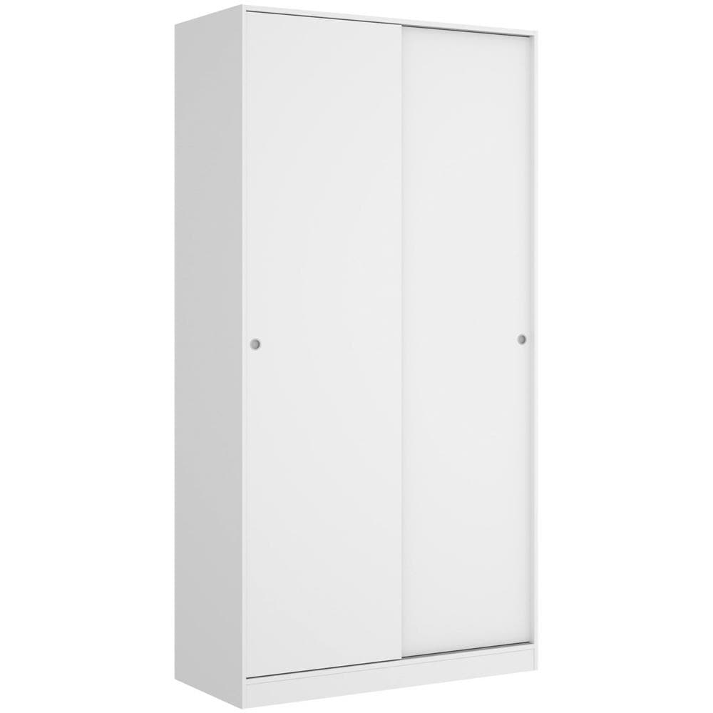 Guardaroba Kilimangiaro, Mobile Appendiabiti Per Camera Da Letto, Armadio Con 2 Ante Scorrevoli, 100x50h204 Cm, Bianco - Foto 2