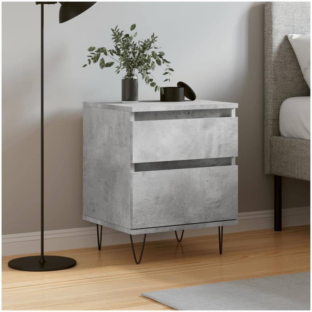 Comodino Grigio Cemento 40x35x50 Cm In Legno Multistrato - Foto 1