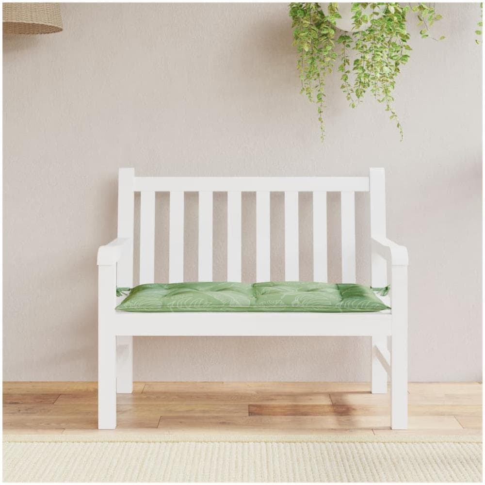 Cuscino Panca Giardino Con Motivo A Foglie 110x50x7 Cm Tessuto - Foto 1