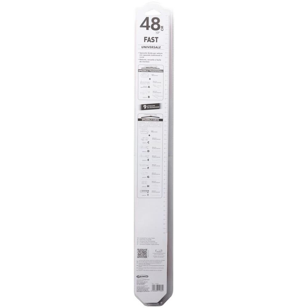 Spazzola Tergicristallo Singola Fast 48 Cm - 19"", Per Spazzole Tradizionali E Curve, Massima Aderenza E Resistenza - Foto 2