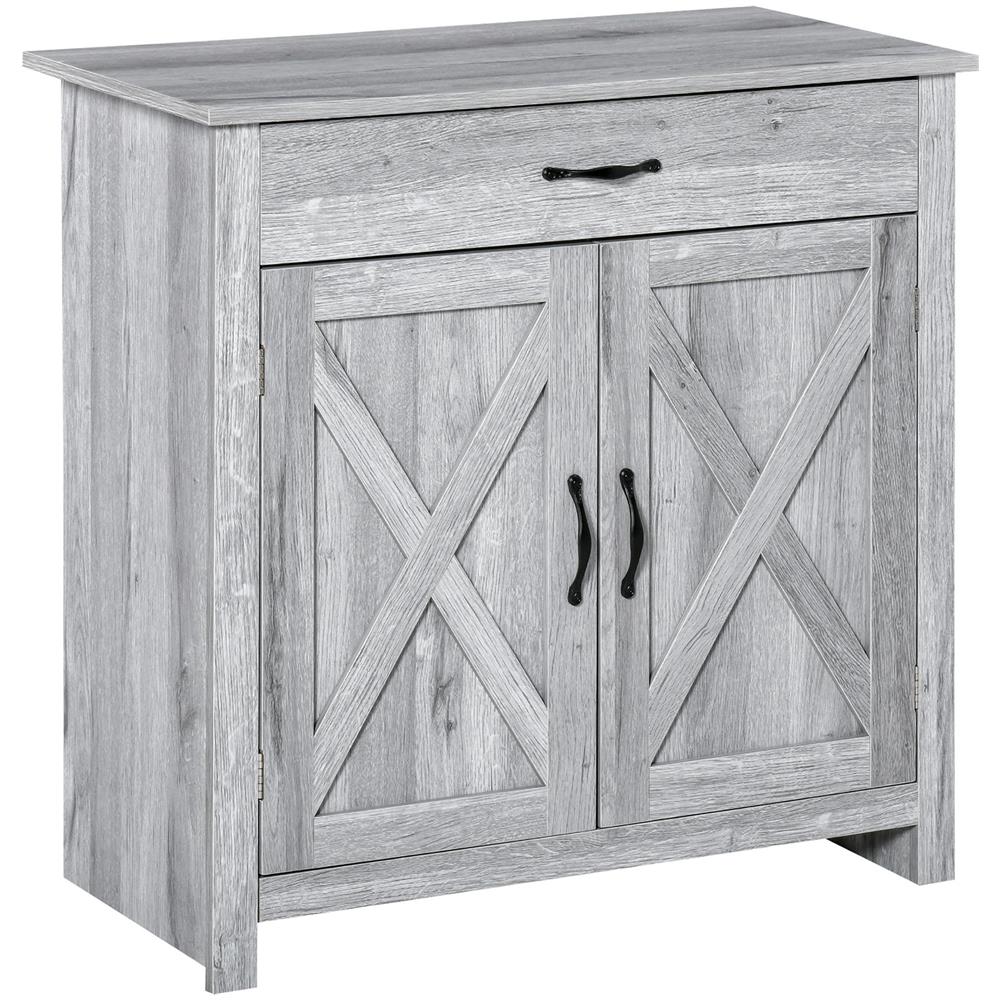 Credenza Cucina Country con Armadietto a 2 Ante e Cassetto, 80x39.7x80cm, Grigio - Foto 1