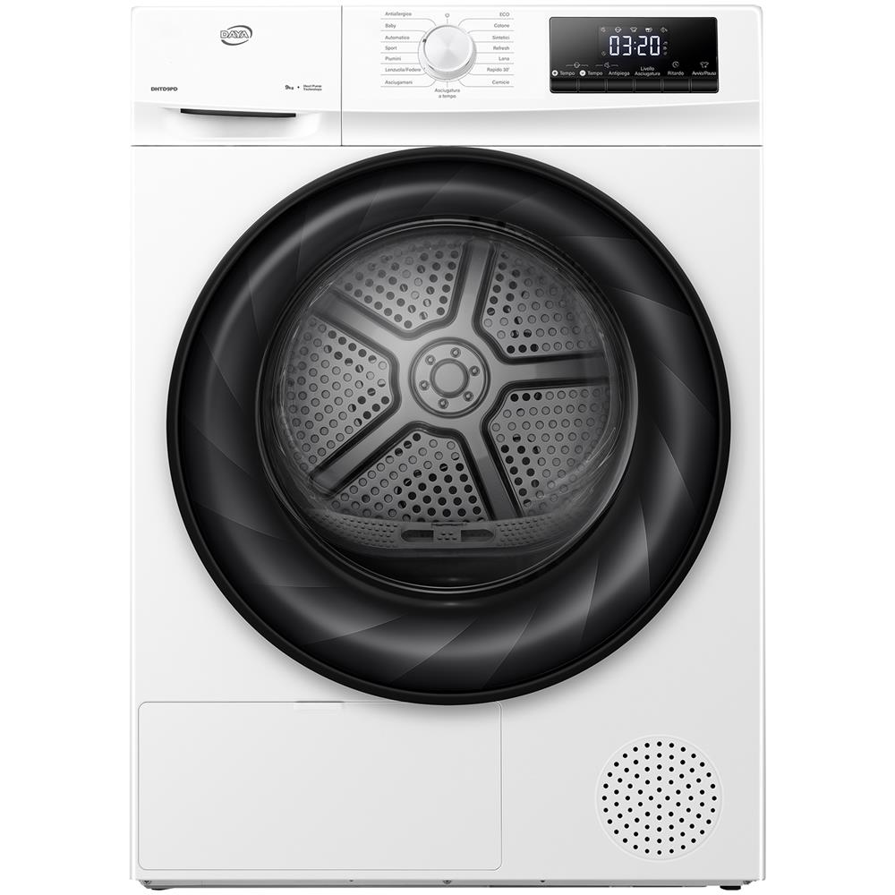 DHTD9PD Asciugatrice a Pompa di Calore Classe D Capacità 9 kg Display Digitale Funzione Antipiega Programma Lana - Foto 1