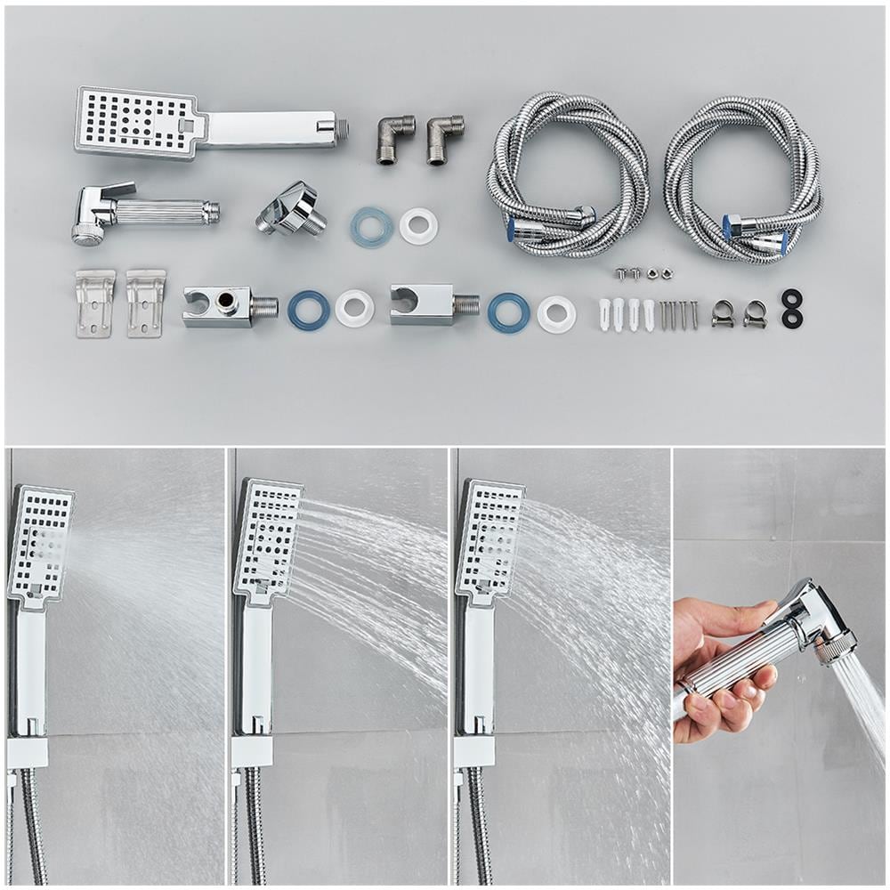 Pannello doccia Blackswan, modello M9006 nichelato con LED, display digitale, bocca di erogazione, doccetta bidet e funzioni SPA, misura 121 cm - Foto 2