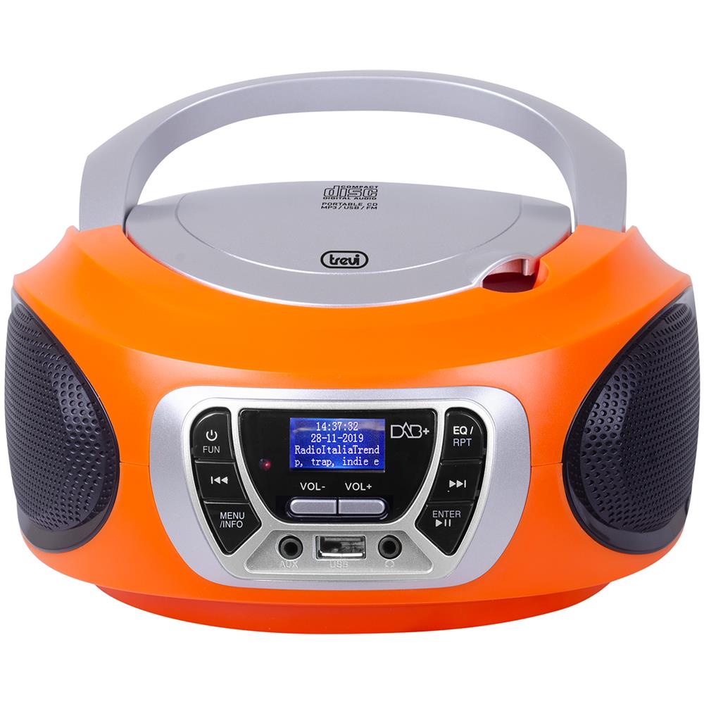 Stereo Portatile CD Boombox Radio DAB / DAB+ / FM con RDS USB AUX-IN e Presa Cuffie Colore Arancione - Foto 4
