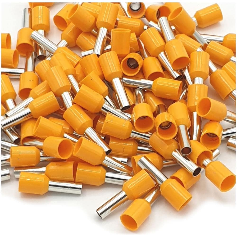 100pcs 4 Millimetri Cavo Isolato Arancione Singolo Terminale Crimp Puntali - Foto 1