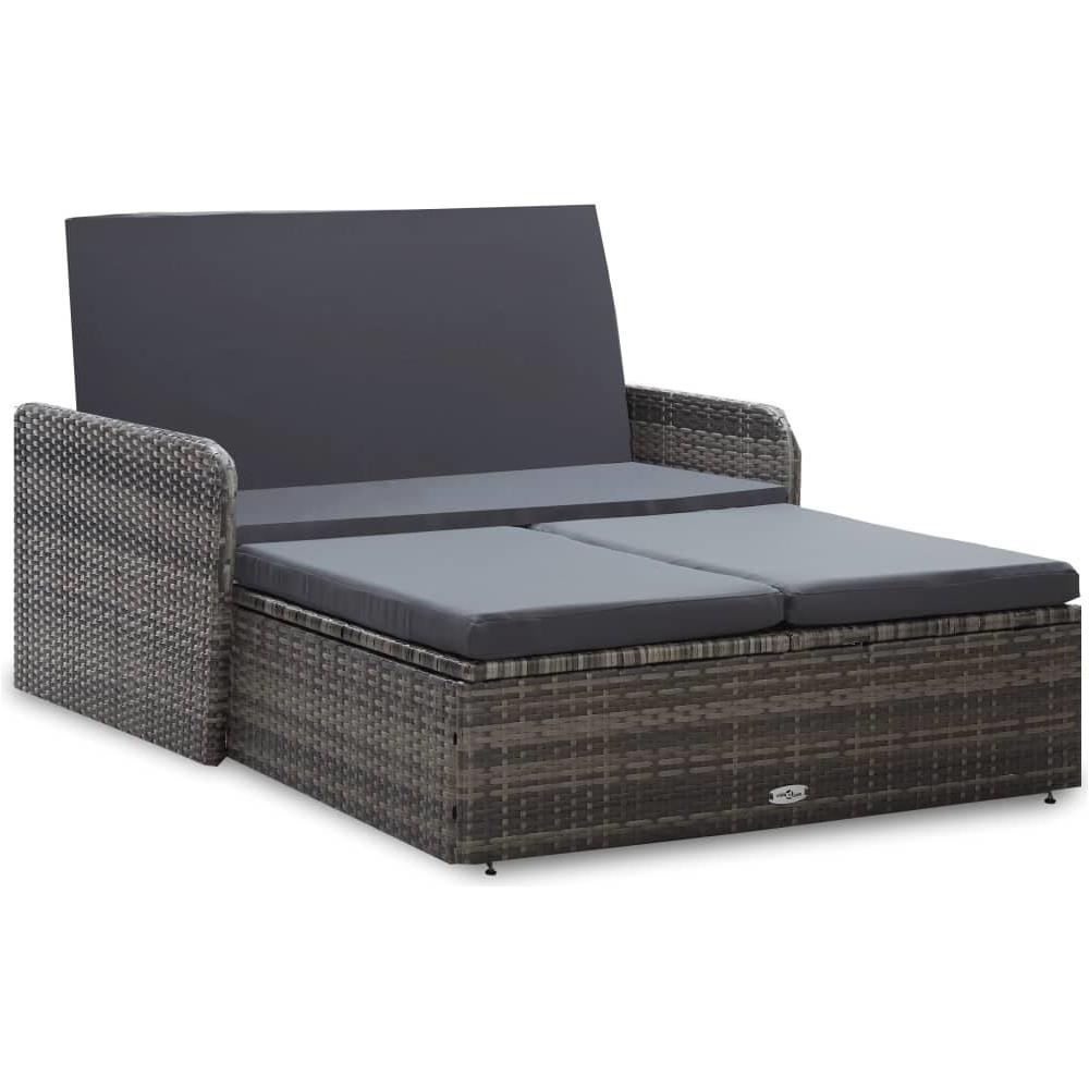 Set Divani Da Giardino 2 Pz Con Cuscini In Polyrattan Grigio - Foto 1