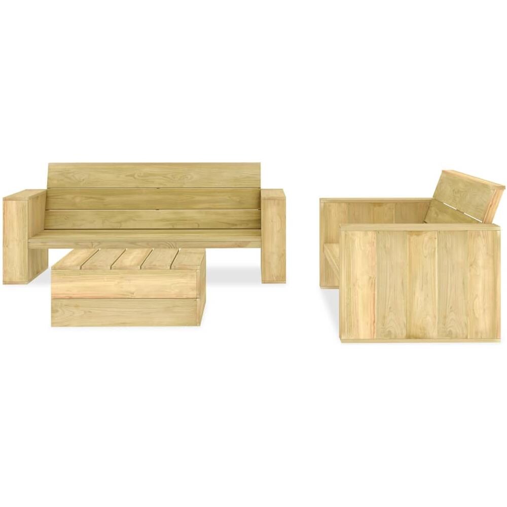 Set Divani Da Giardino 3 Pz In Legno Di Pino Impregnato - Foto 2