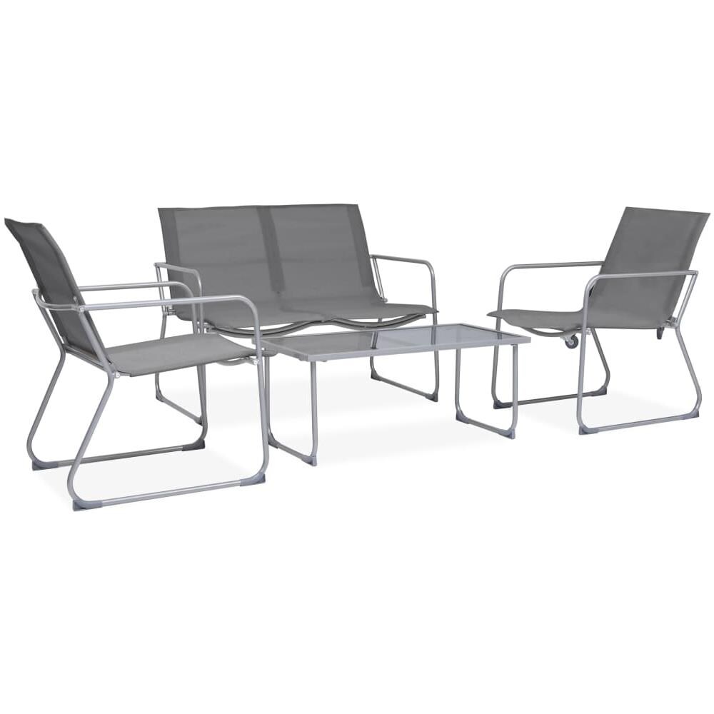 Set Divano Da Giardino 4 Pz In Tessuto E Acciaio Grigio - Foto 1