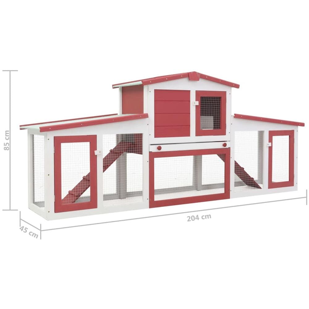 Conigliera Per Esterni Grande Rossa E Bianca 204x45x85cm Legno - Foto 7