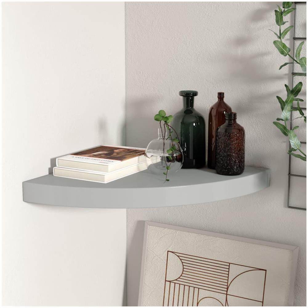 Scaffale Angolare A Parete Grigio 35x35x3,8 Cm In Mdf - Foto 1