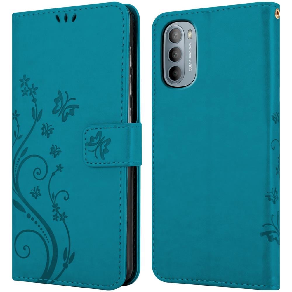 Cadorabo Custodia Compatibile Con Motorola Moto G31 / G41 In Blu Fiore - Coperchio Protettivo In Design Floreale Con Chiusura Magnetica, Funzione Stand E Slot Per Carte - Foto 7