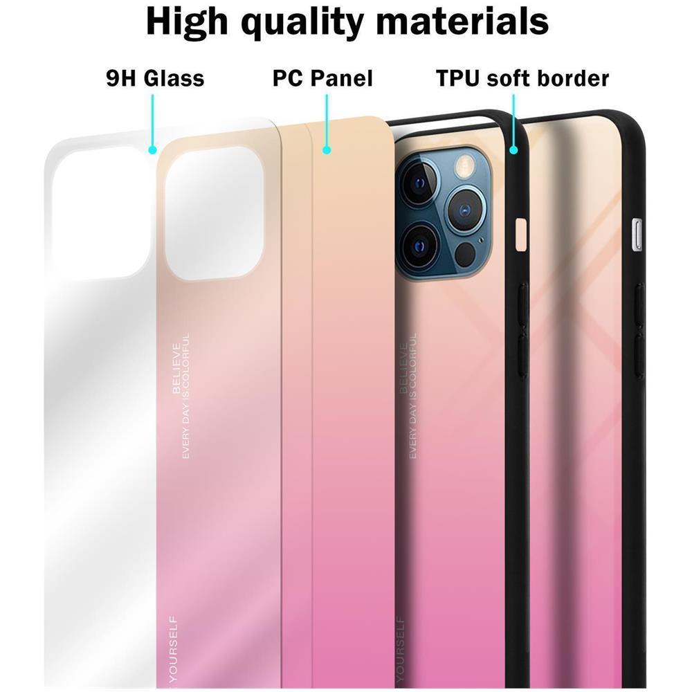 Custodia Compatibile Con Apple Iphone 12 / Iphone 12 Pro In Giallo - Rosa - Coperchio Protettivo Bicolore In Vetro Temperato E Silicone Tpu - Foto 7