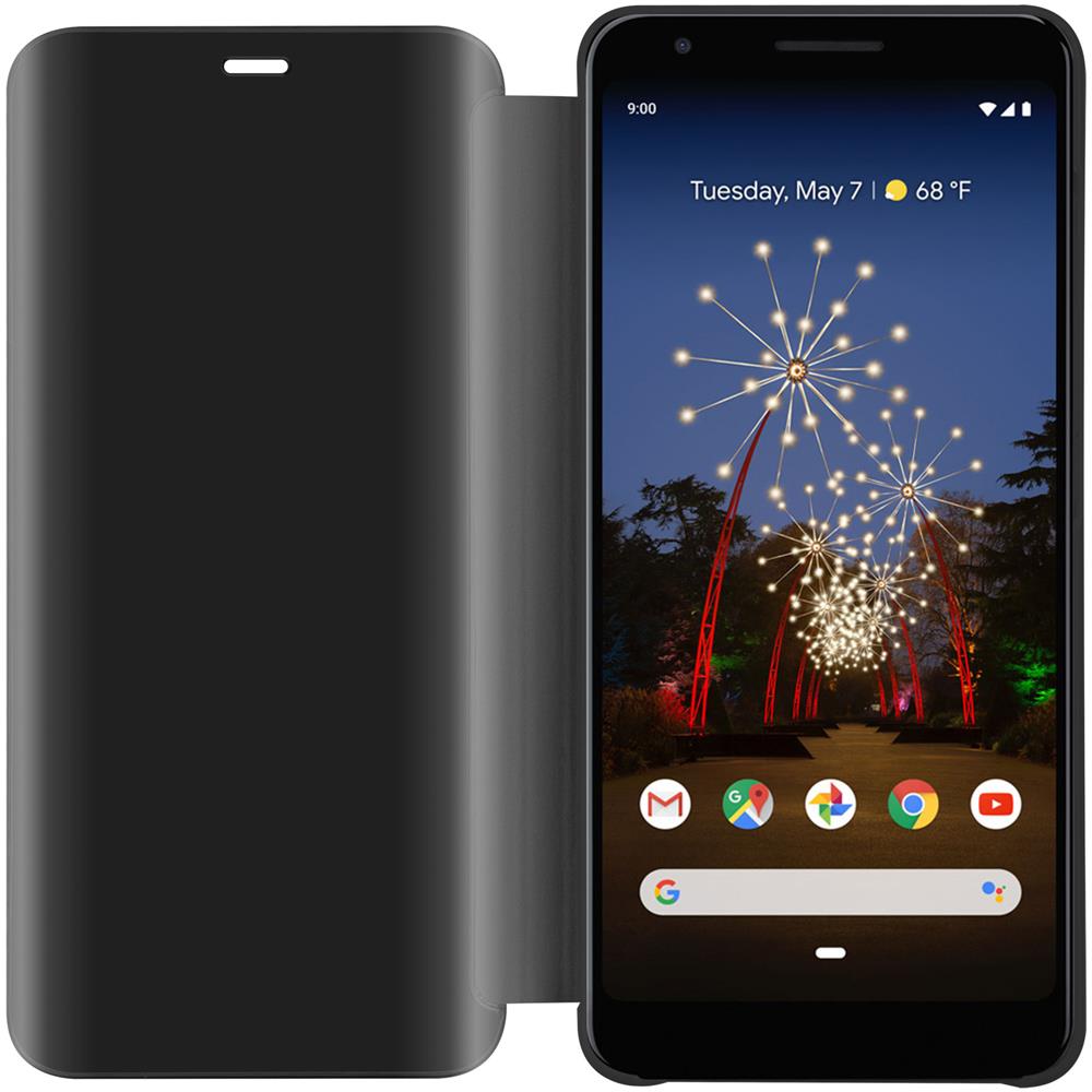 Custodia Compatibile Con Google Pixel 3a Xl In Tormalina Nera - Clear View Specchio Coperchio Protettivo Con Funzione Di Supporto Protezione A 360 Gradi - Foto 2