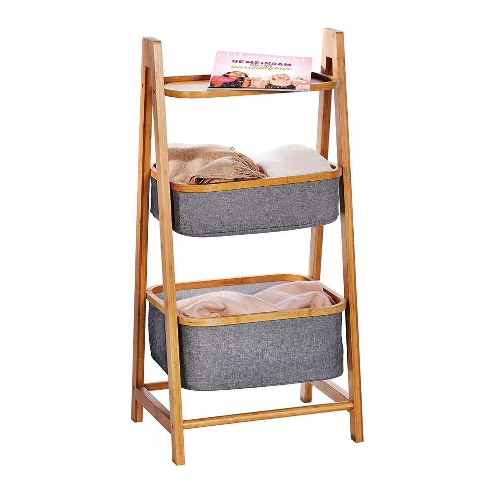 Mensola Due Ripiani Bahari, Due Cestini Con Disegno Di Bambù, Wenko - Foto 2