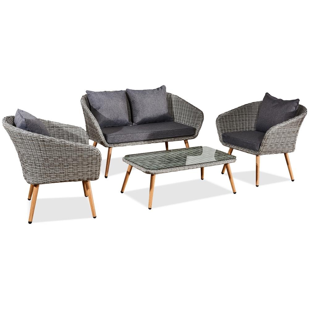 Salotto Da Giardino 4 Posti In Resina Intrecciata E Alluminio Cosenza - Foto 1