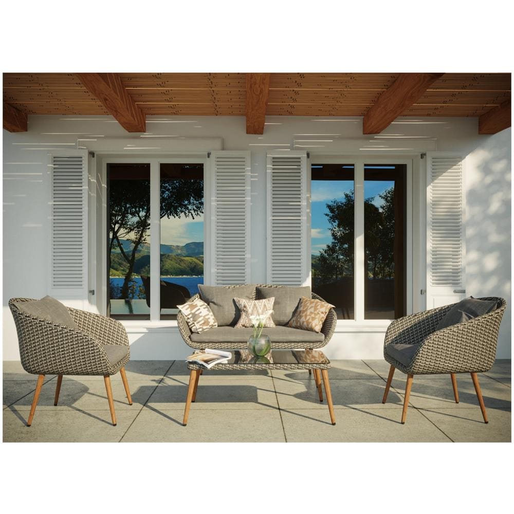 Salotto Da Giardino 4 Posti In Resina Intrecciata E Alluminio Cosenza - Foto 2