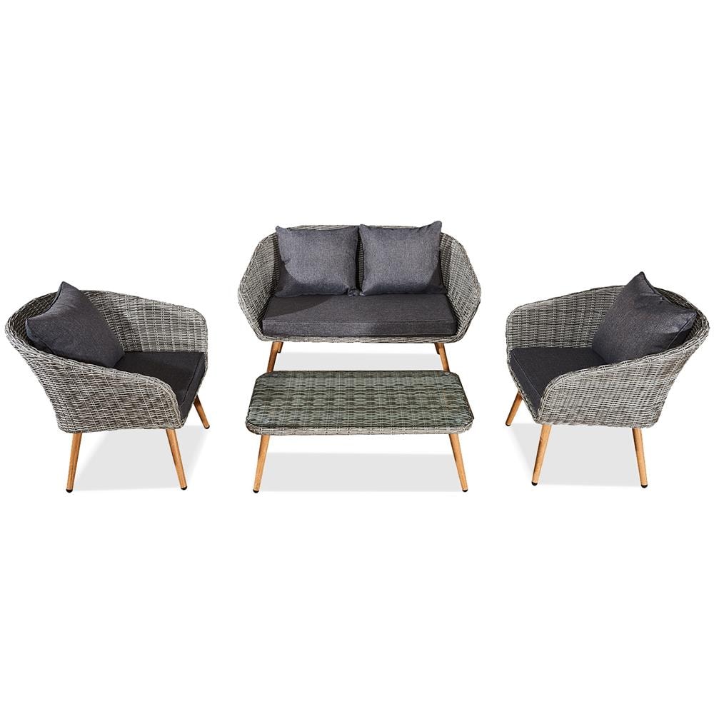 Salotto Da Giardino 4 Posti In Resina Intrecciata E Alluminio Cosenza - Foto 8