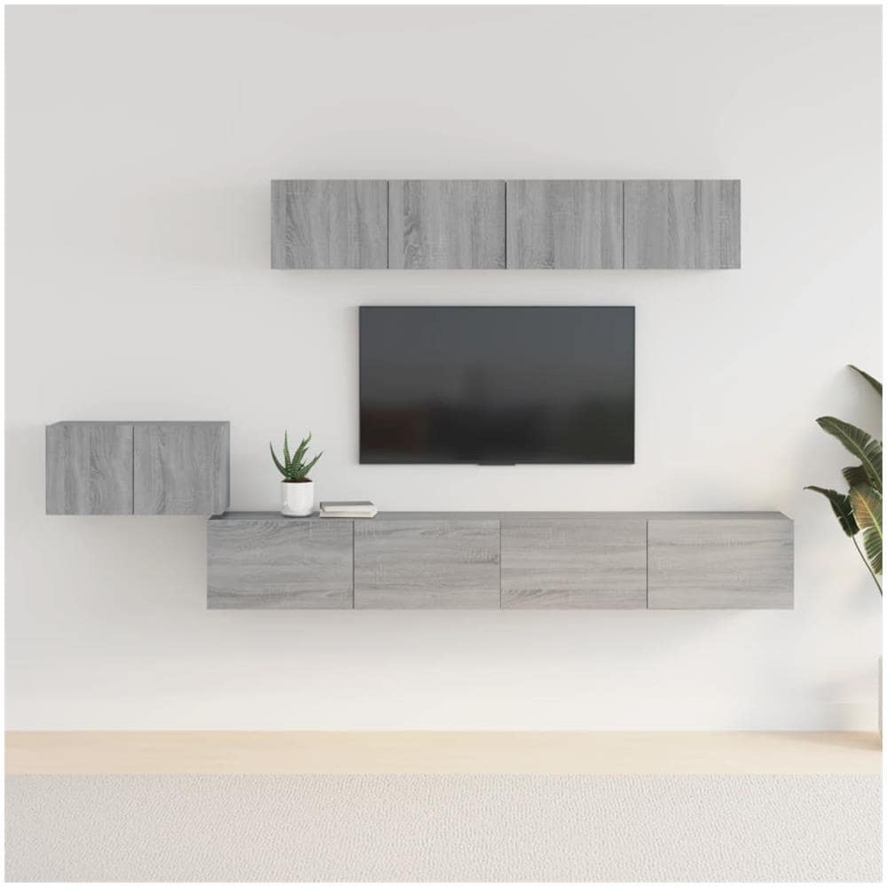 Set Di Mobili Porta Tv 5 Pz Grigio Sonoma In Legno Multistrato - Foto 1