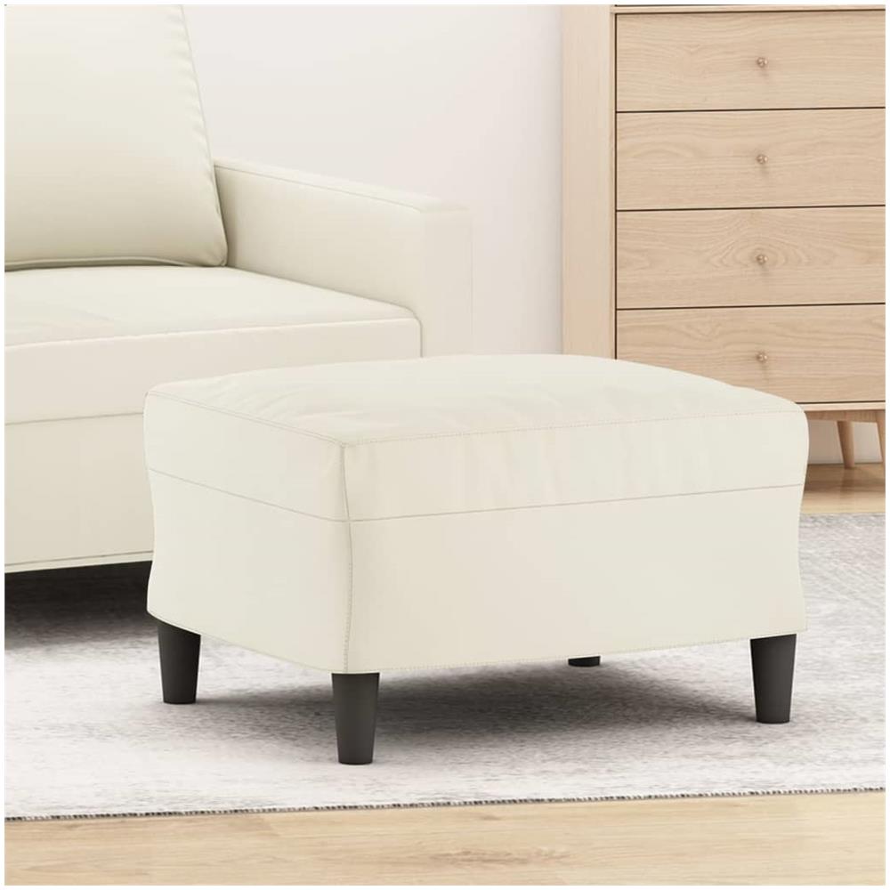 Poggiapiedi Crema 60x50x41 Cm In Velluto - Foto 1