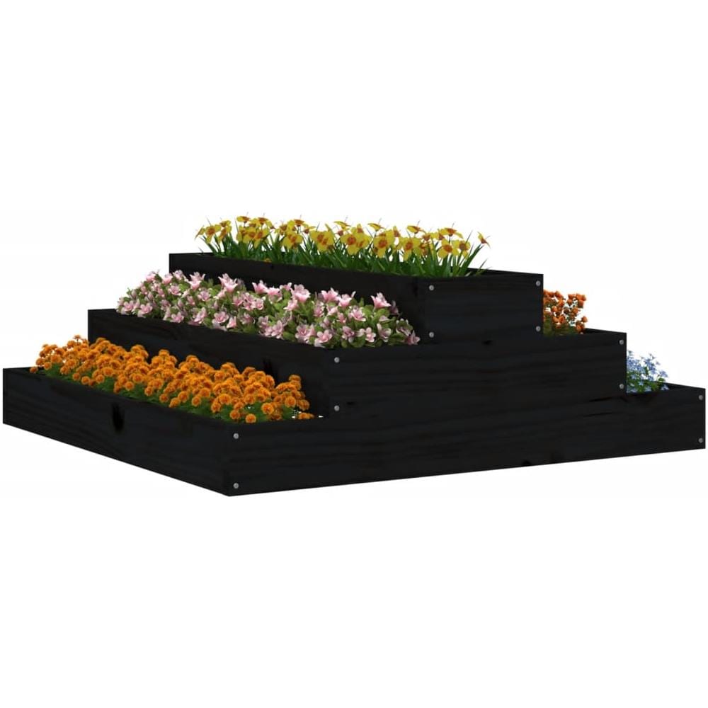 Fioriera Nera 80x80x27 Cm In Legno Massello Di Pino - Foto 2