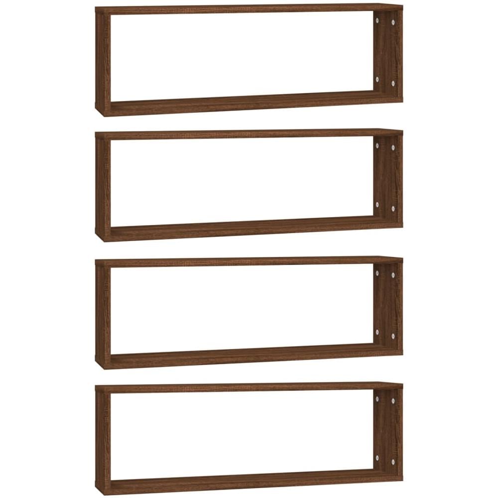 Mensole Muro Cubo 4 Rovere Marrone 80x15x26,5 Legno Multistrato - Foto 2