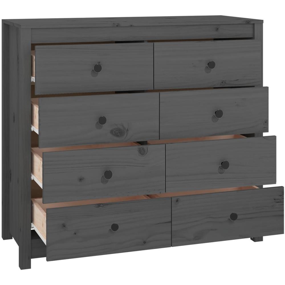 Armadietto Miele Grigio 100x40x90 Cm In Legno Massello Di Pino - Foto 3