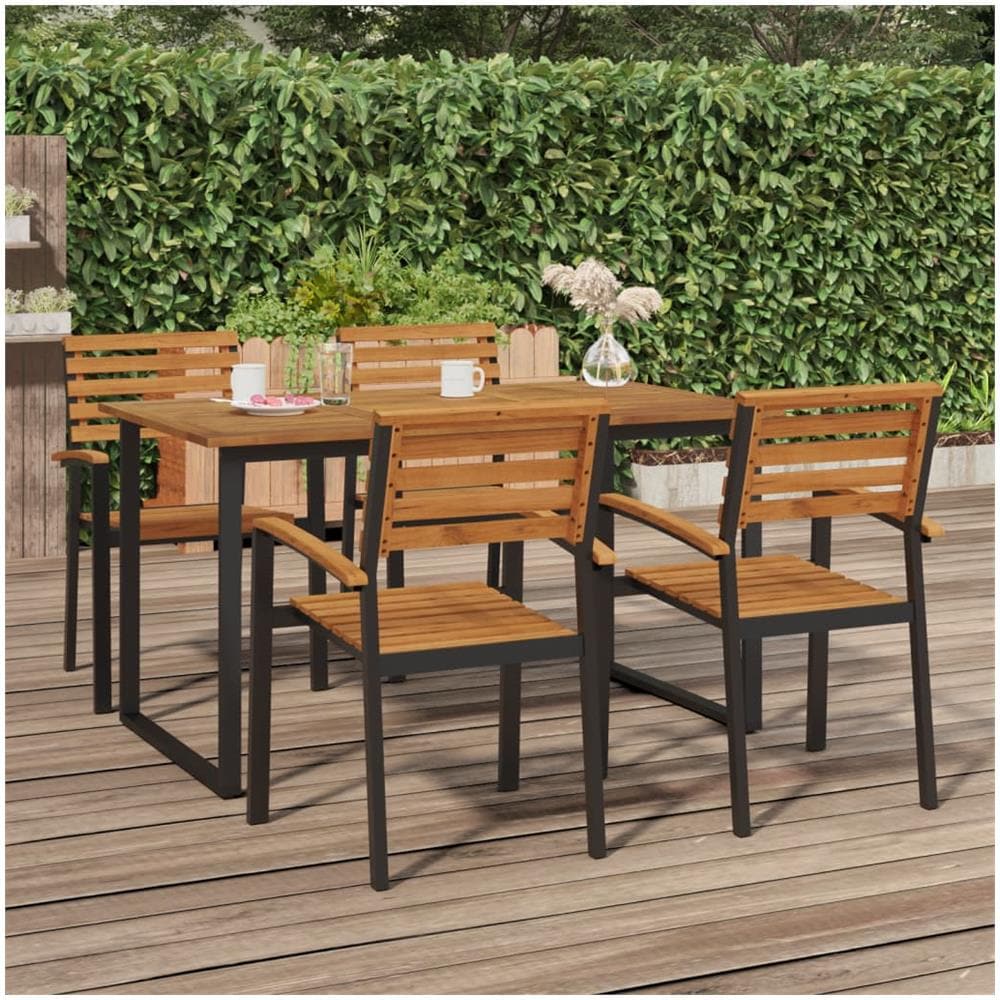 Tavolo Giardino Con Gambe A U 140x80x75cm Legno Massello Acacia - Foto 1