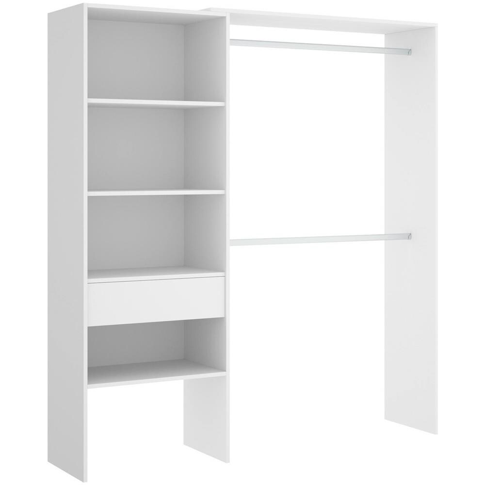 Guardaroba Lhotse, Struttura Per Cabina Armadio, Mobile Appendiabiti Aperto, 160x40h187 Cm, Bianco - Foto 2