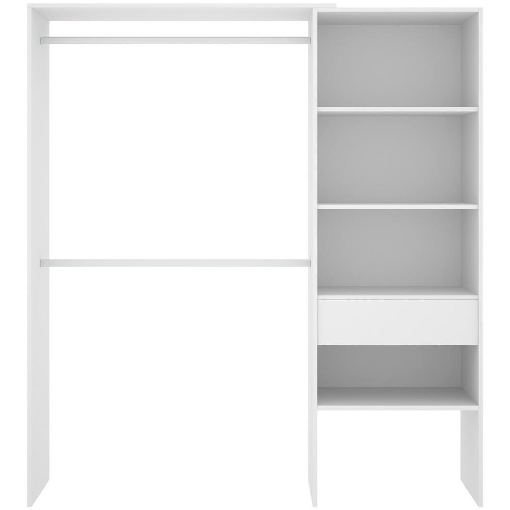 Guardaroba Lhotse, Struttura Per Cabina Armadio, Mobile Appendiabiti Aperto, 160x40h187 Cm, Bianco - Foto 4