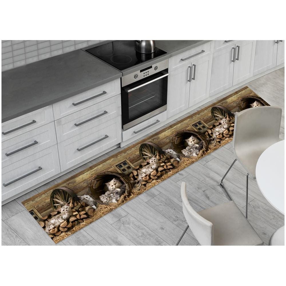 Tappeto Passatoia Cucina Antiscivolo Sottolavello Digitale Fantasie Varie 50x115 Gatto Baita - Foto 1