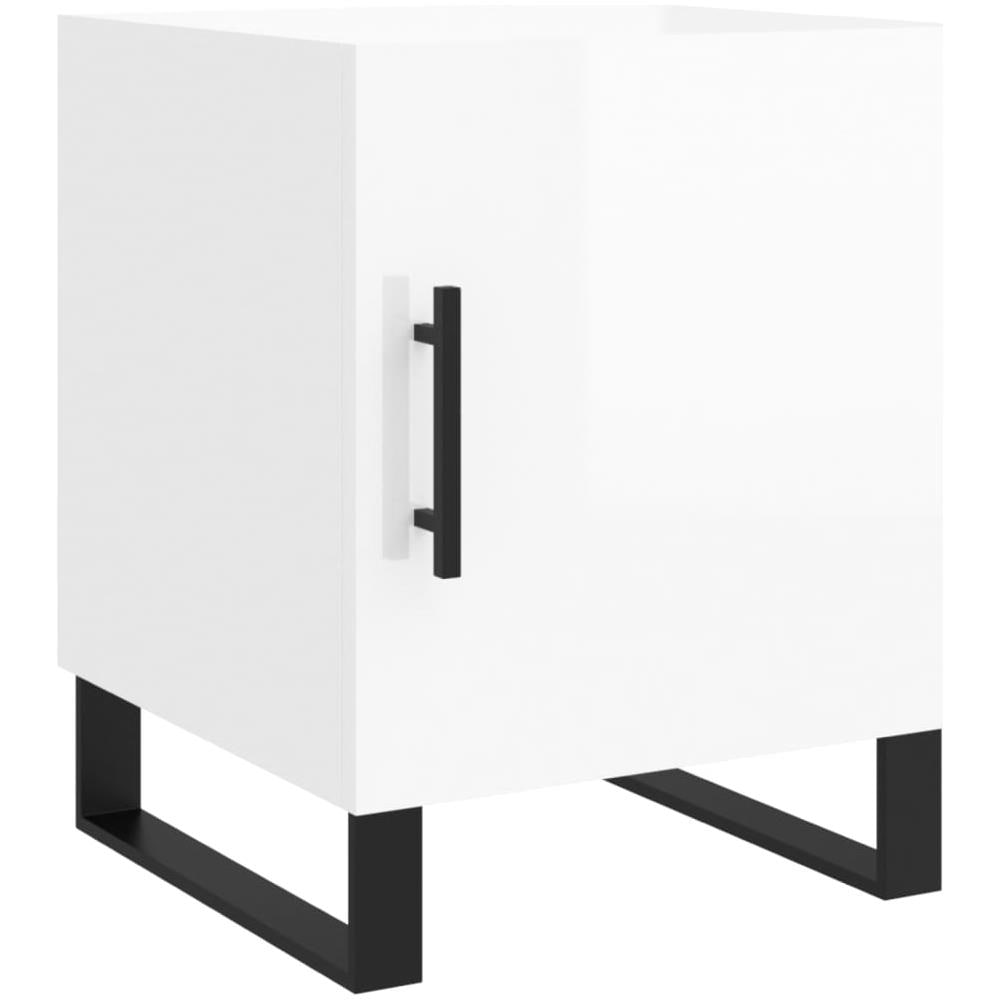 Comodino Bianco Lucido 40x40x50 Cm In Legno Multistrato - Foto 2