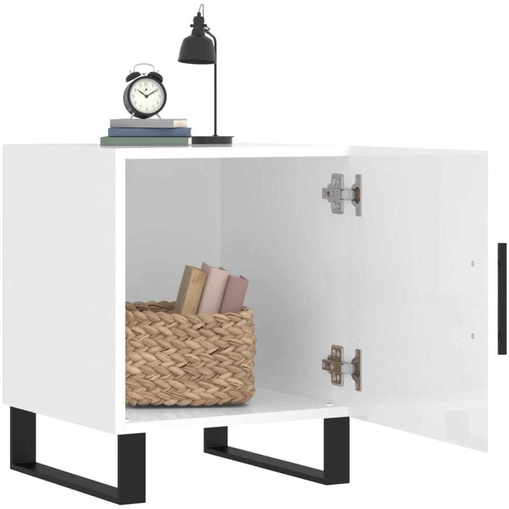 Comodino Bianco Lucido 40x40x50 Cm In Legno Multistrato - Foto 3