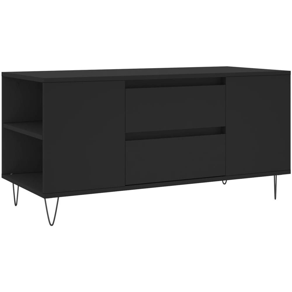 Tavolino Da Salotto Nero 102x44,5x50 Cm In Legno Multistrato - Foto 2