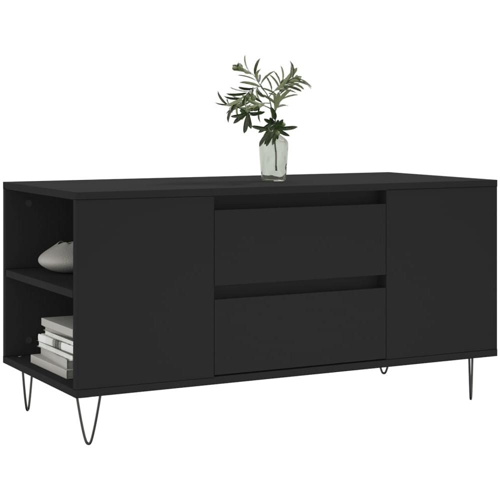 Tavolino Da Salotto Nero 102x44,5x50 Cm In Legno Multistrato - Foto 3