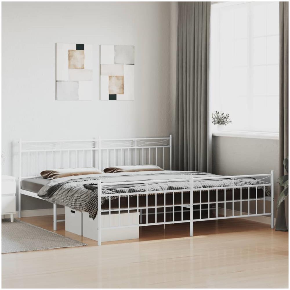 Giroletto Con Testiera E Pediera Metallo Bianco 193x203 Cm - Foto 1