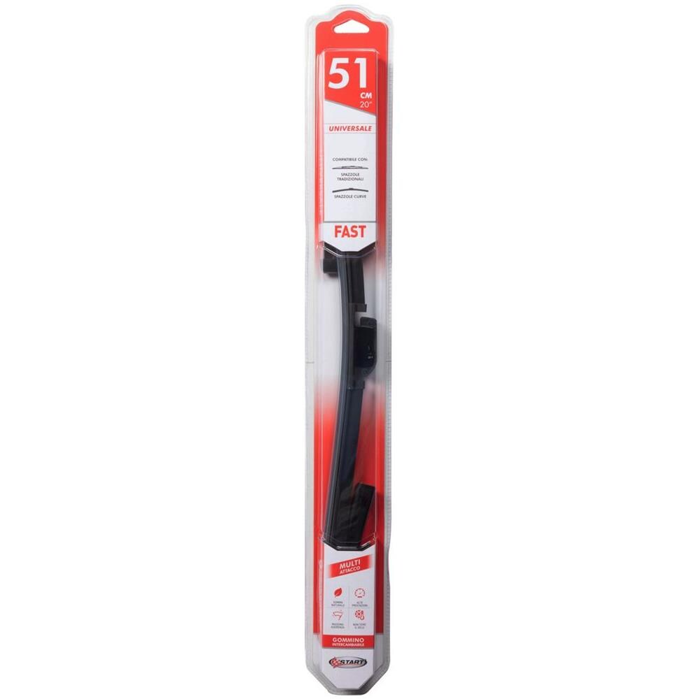 Spazzola Tergicristallo Singola Fast 51 Cm - 20"", Per Spazzole Tradizionali E Curve - Foto 1