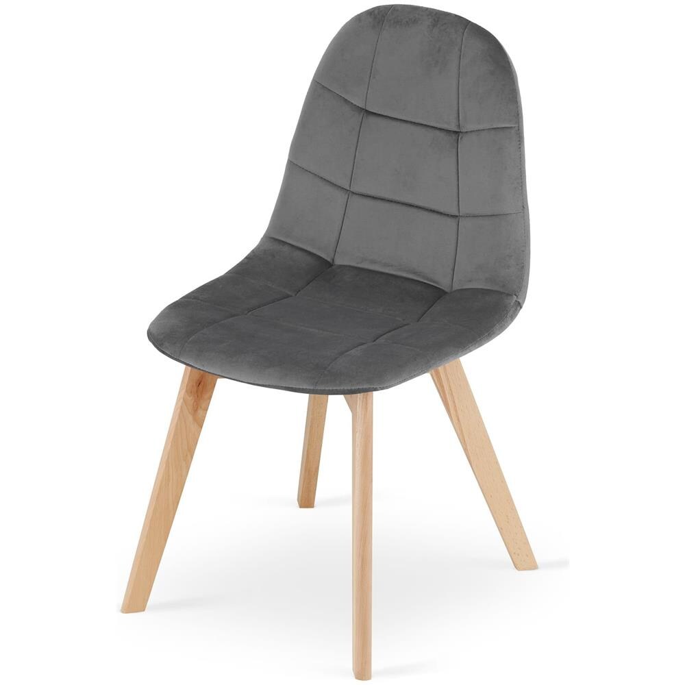 Sedia NUUC in velluto grigio scuro, design ergonomico x4 - Foto 7