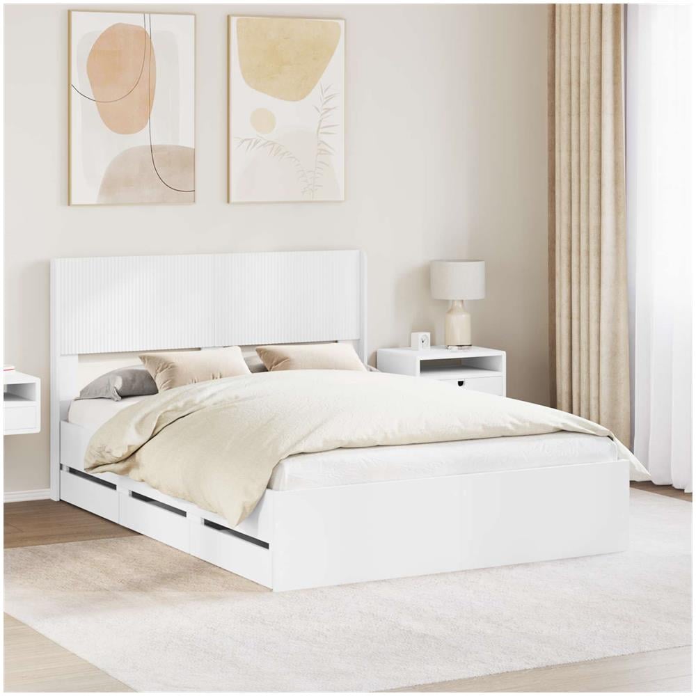 Struttura del letto con stoccaggio e testata Bianco - Foto 1