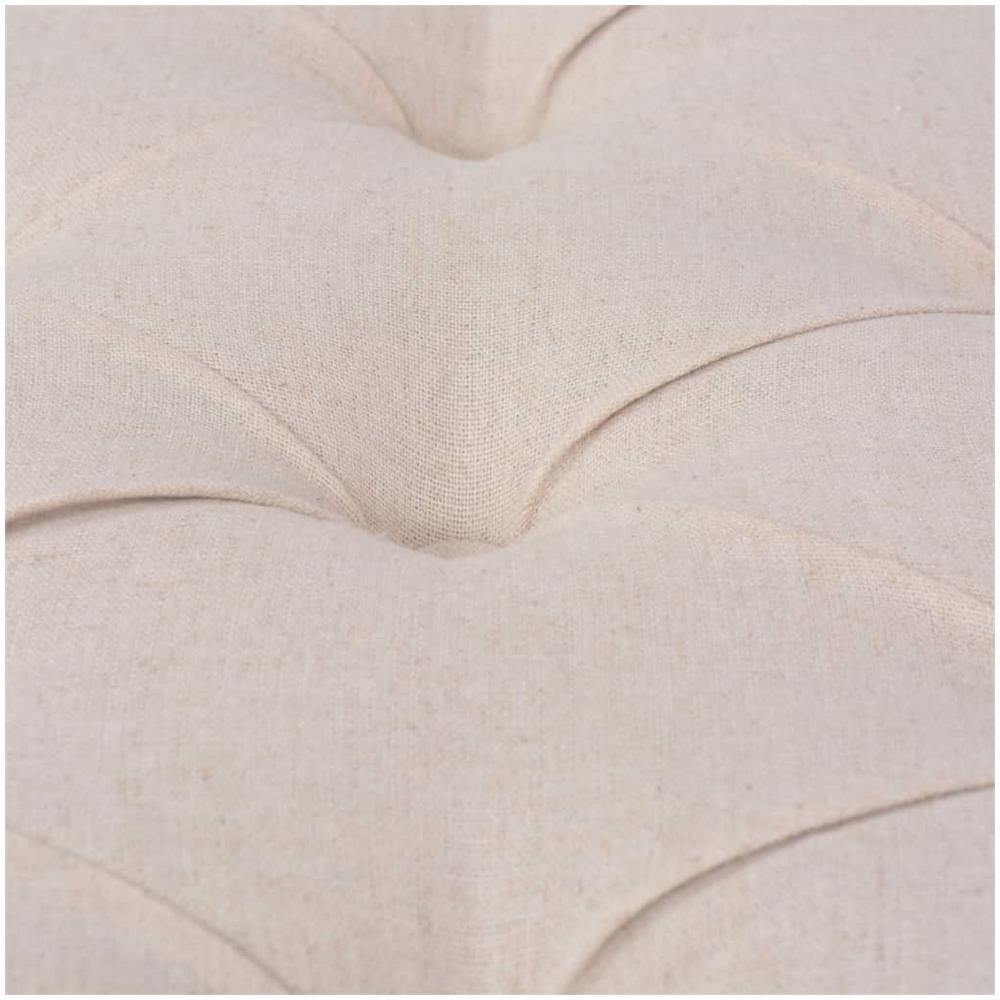 Panca In Legno Massello E Lino 150x40x48 Cm Bianco Crema - Foto 2