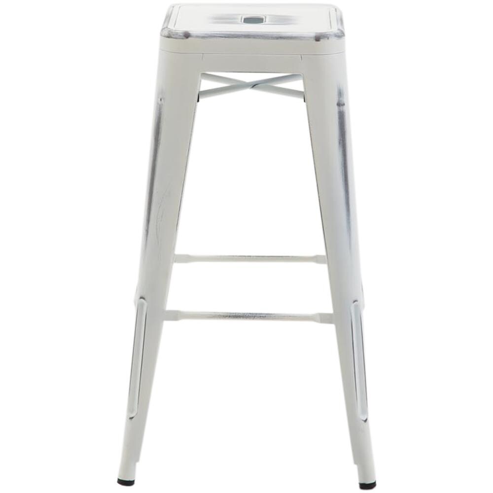 Sgabello Bar Joshua V2 in Metallo Stile Industriale - Sgabello Bancone Robusto Impilabile - Sgabello Cucina Senza Schienale I Sgabello Design H 76 cm Bianco Antico - Foto 2