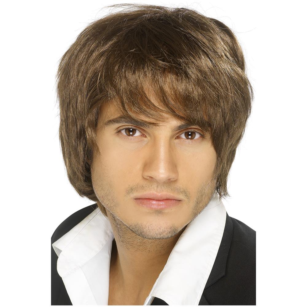 Parrucca Boy Band Marrone Per Uomo - Foto 1